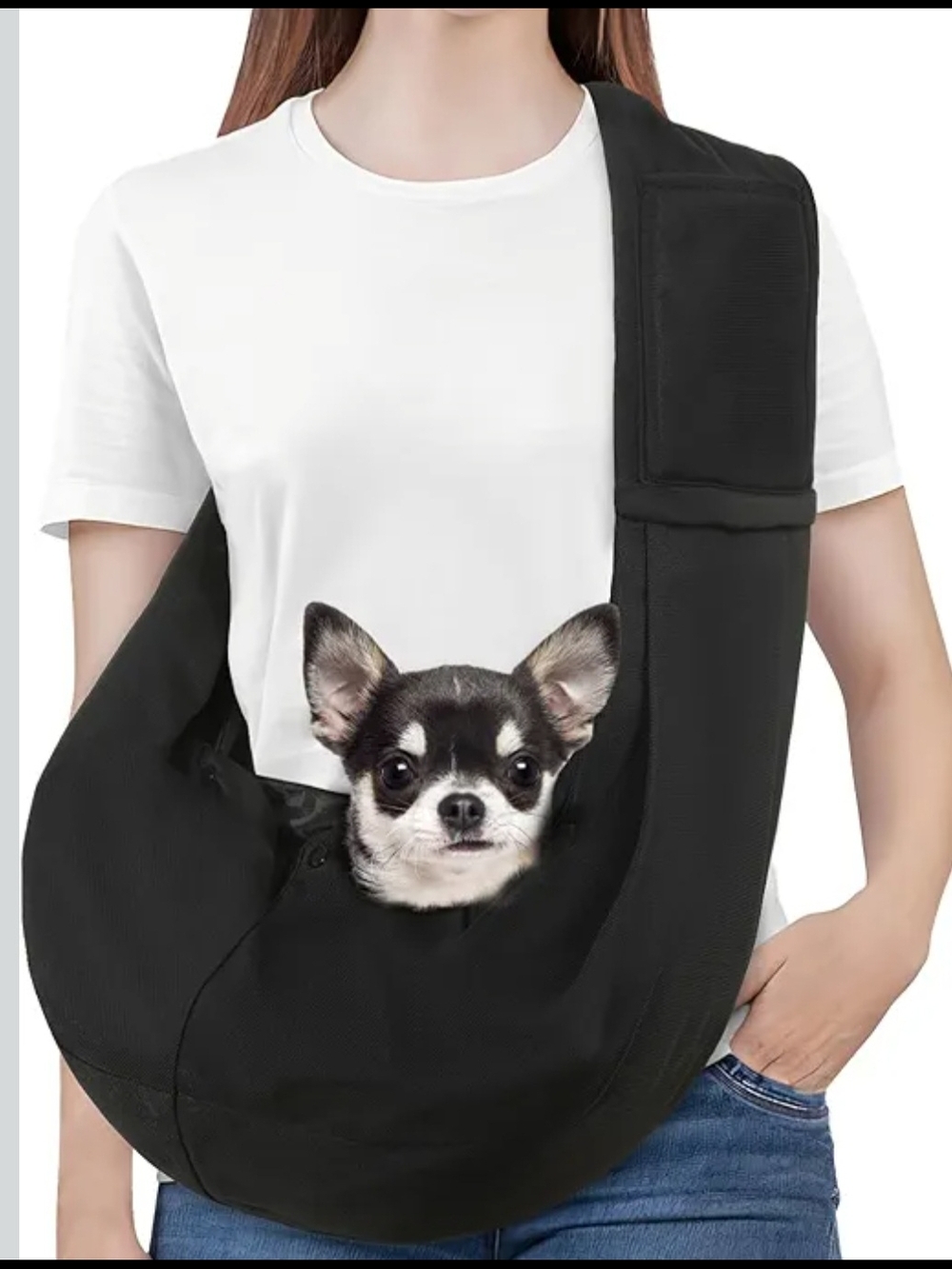 Small Dog Sling Carrier, Reversible Hands Free Dog Sling Carrier. Brand New.